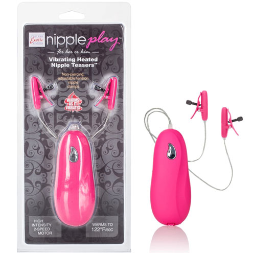 California Exotic Novelties Nipple Play Vibrating Heated Nipple Teasers - Pink, California Exotic Novelties
