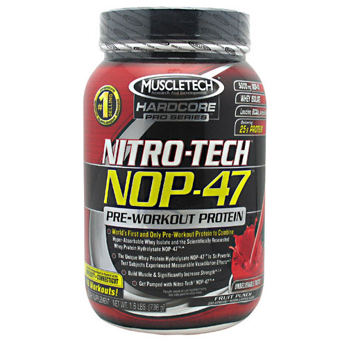 MuscleTech Nitro-Tech NOP-47 Powder, Pre-Workout Protein, 1.6 lb, MuscleTech