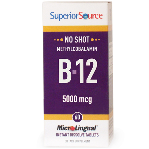 Superior Source No Shot Methylcobalamin B12 5000 mcg, 60 Instant Dissolve Tablets, Superior Source