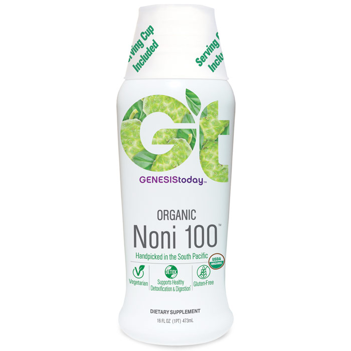 Genesis Today Noni 100, Organic Noni Juice Liquid, 16 oz, Genesis Today
