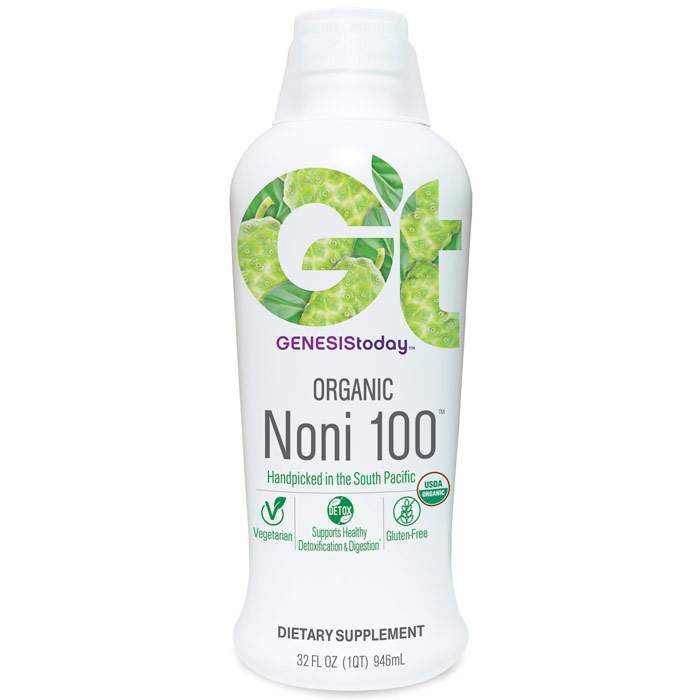 Genesis Today Noni 100, Organic Noni Juice Liquid, 32 oz, Genesis Today