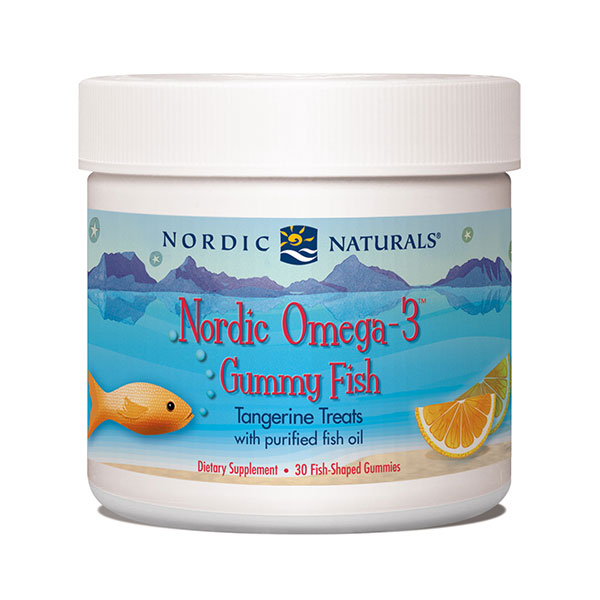 Nordic Naturals Nordic Omega-3 Fishies, Chewable Tangerine, 30 Gummies, Nordic Naturals