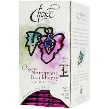 Choice Organic Teas Organic Northwest Blackberry, Caffeine Free, 20 Tea Bags x 6 Box, Choice Organic Teas