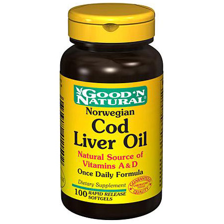 Good 'N Natural Norwegian Cod Liver Oil, 100 Softgels, Good 'N Natural