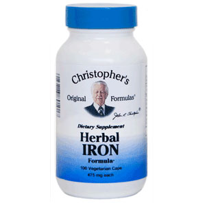 Christopher's Original Formulas Herbal Iron Formula, 450 mg, 100 Vegicaps, Christopher's Original Formulas