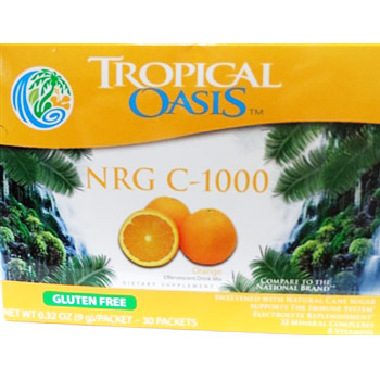 Tropical Oasis NRG C-1000 Effervescent Drink Mix, Orange Flavor, 30 Packets, Tropical Oasis