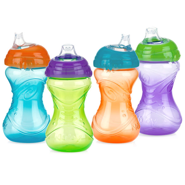 Nuby Nuby Soft Spout Easy Grip Sippy Cup, Boys, 4 Pack