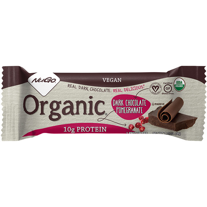 NuGo Nutrition Nugo Organic Nutrition Bar, Dark Chocolate Pomegranate, 1.76 oz x 12 pc, NuGo Nutrition