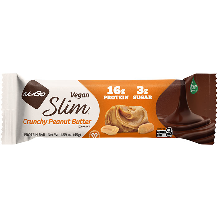NuGo Nutrition Nugo Slim Nutrition Bar, Crunchy Peanut Butter, 1.59 oz x 12 pc, NuGo Nutrition