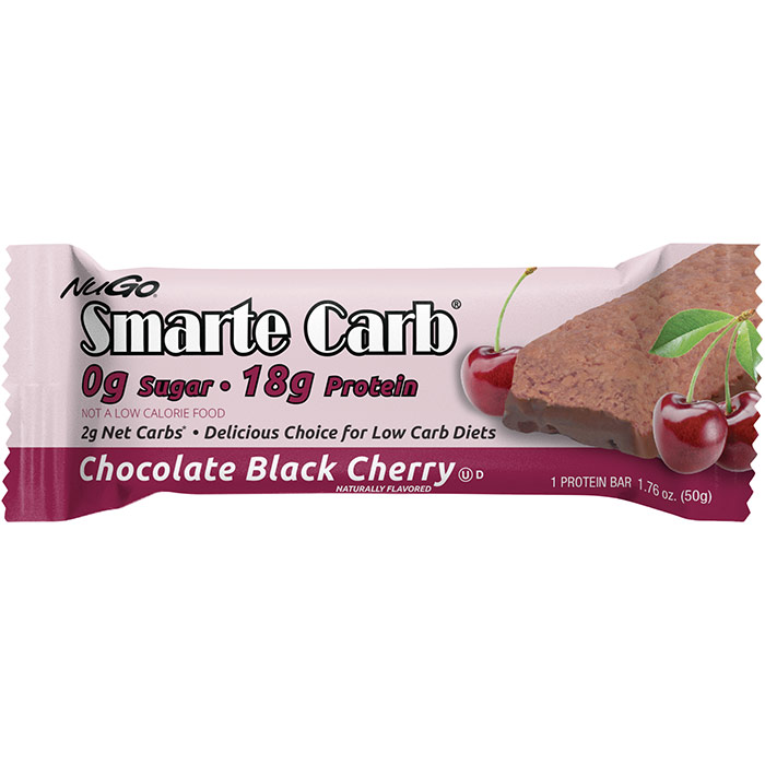 NuGo Nutrition Smarte Carb Nutrition Bar, Chocolate Black Cherry, 1.76 oz x 12 pc, NuGo Nutrition