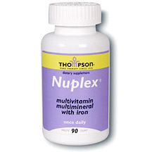 Thompson Nutritional Nuplex Multiple Vitamins with Iron 90 tabs, Thompson Nutritional Products