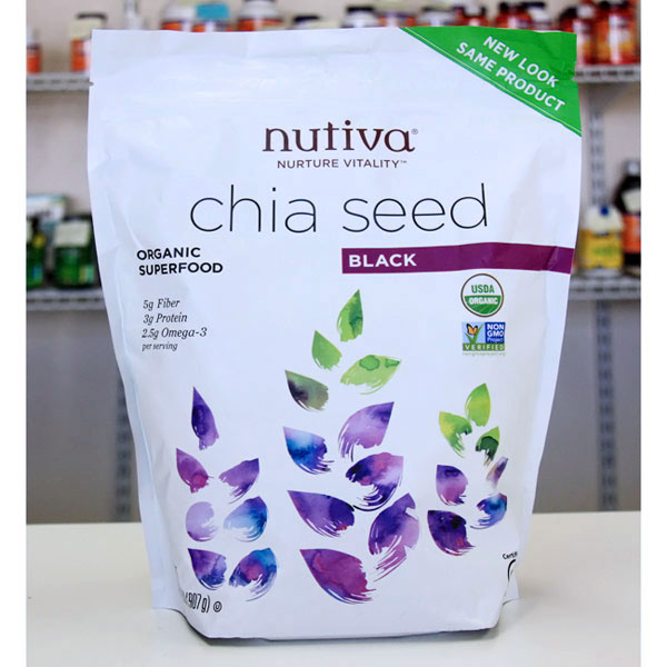 Nutiva Nutiva Organic Black Chia Seed, Raw & Unrefined, 2 lb (907 g)