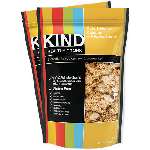 KIND Healthy Grains Oats & Honey Clusters with Toasted Coconut, 11 oz x 6 Pouches, KIND Healthy Grains