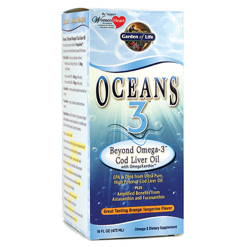 Garden of Life Oceans 3, Beyond Omega-3 Cod Liver Oil with OmegaXanthin, 16 oz, Garden of Life