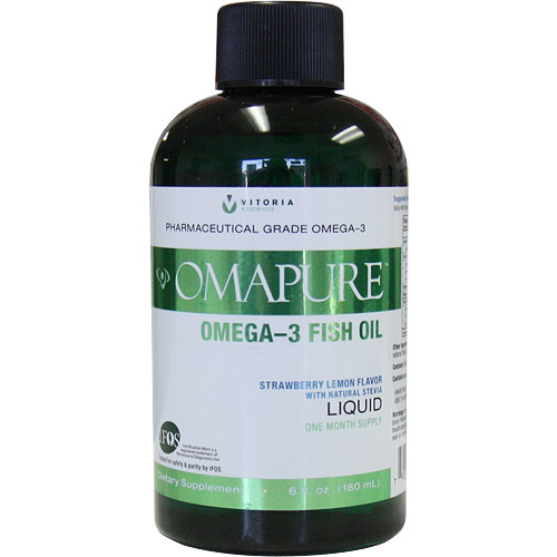 Vitoria Biosciences OMAPURE Liquid Omega-3 Fish Oil, Strawberry Lemon, 6 oz (180 ml)