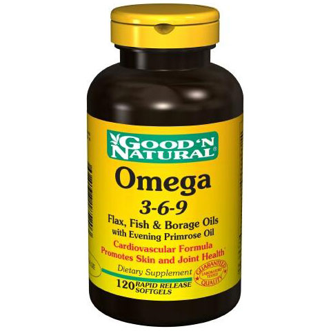 Good 'N Natural Omega 3-6-9 Flax, Fish, Borage 1000 mg, 120 Softgels, Good 'N Natural