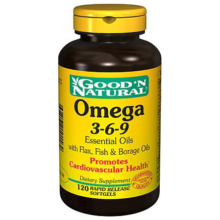 Good 'N Natural Omega 3-6-9 Flax, Fish, Borage 1200 mg, 120 Softgels, Good 'N Natural