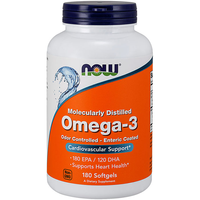 NOW Foods Omega-3 Moleculary Distilled, 180 Softgels, NOW Foods