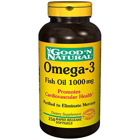 Good 'N Natural Omega-3 (Natural Fish Oil) 1000 mg, 250 Softgels, Good 'N Natural
