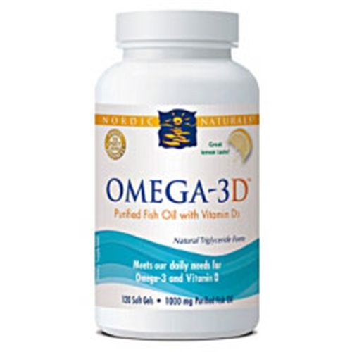 Nordic Naturals Omega-3D, Purified Fish Oil with Vitamin D3, Lemon Flavor, 120 Softgels, Nordic Naturals