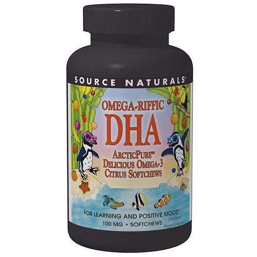 Source Naturals Omega-Riffic DHA for Kids Citrus Chewable, 50 Softchews, Source Naturals