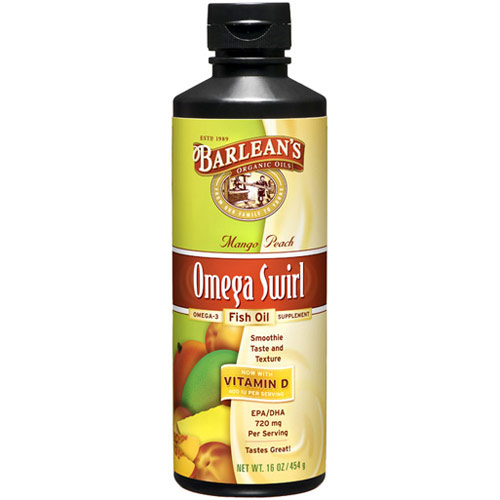 unknown Omega Swirl Fish Oil Liquid Supplement, Mango Peach, 16 oz, Barlean's Organic Oils