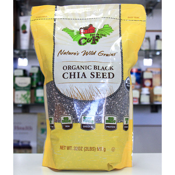 C & F Foods Organic Black Chia Seed, 2 lb (907 g), C & F Foods