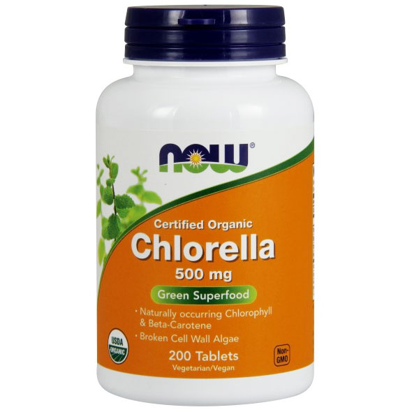 NOW Foods Chlorella 500 mg, Organic, 200 Tablets, NOW Foods