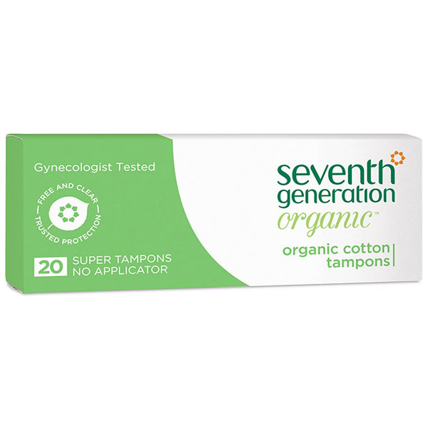 Seventh Generation Organic Cotton Tampons, No Applicator, Super, 20 ct, Seventh Generation