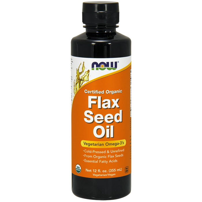 NOW Foods Organic Flax Seed Oil Liquid, 12 oz, NOW Foods