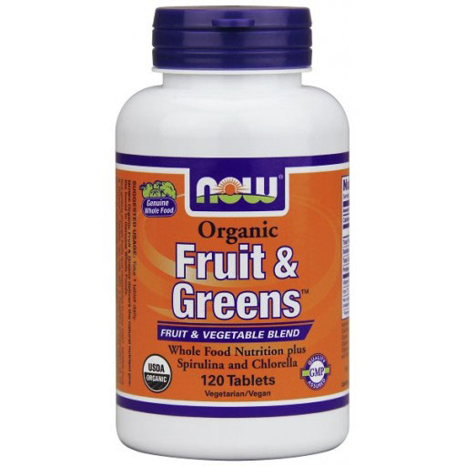 NOW Foods Organic Fruit & Greens, Whole Food Nutrition, 120 Tablets, NOW Foods