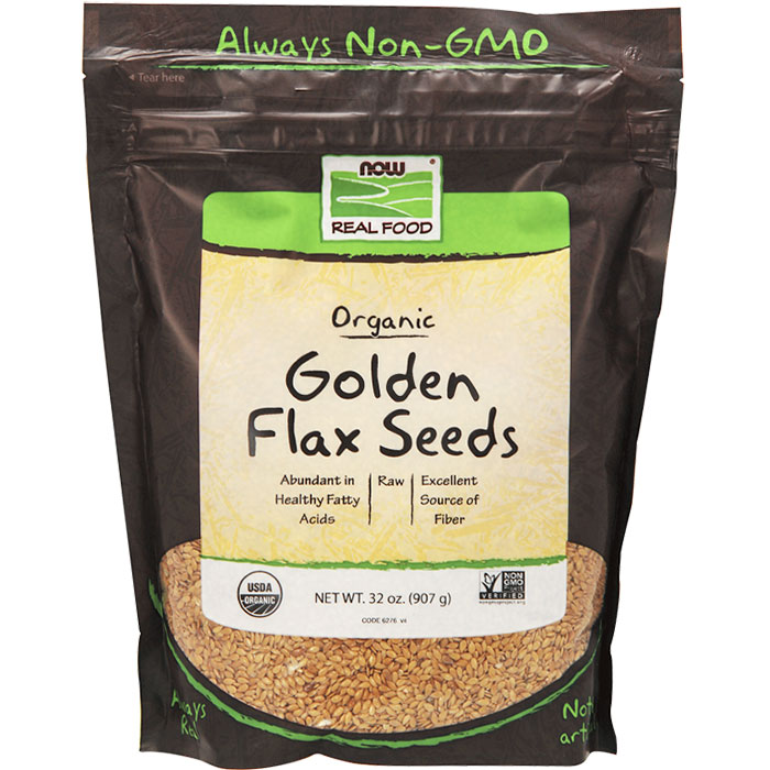 NOW Foods Organic Golden Flax Seeds, 2 lb, NOW Foods