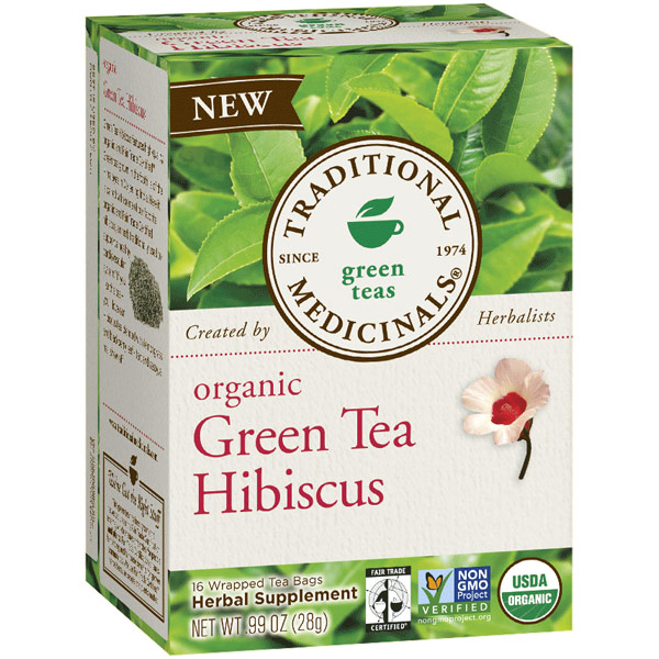 Traditional Medicinals Teas Organic Green Tea Hibiscus, 16 Tea Bags, Traditional Medicinals Teas