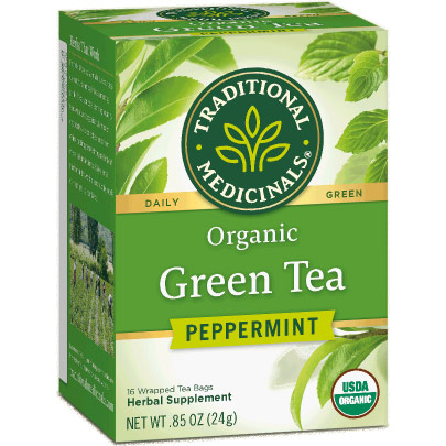 Traditional Medicinals Teas Organic Green Tea Peppermint, 16 Tea Bags, Traditional Medicinals Teas