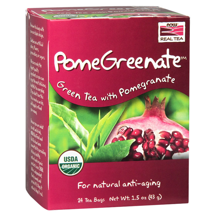 NOW Foods PomeGreenate Tea, Green Tea with Pomegranate, 24 Tea Bags, NOW Foods