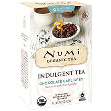 Numi Tea Organic Indulgent Tea, Chocolate Earl Grey, 12 Tea Bags, Numi Tea