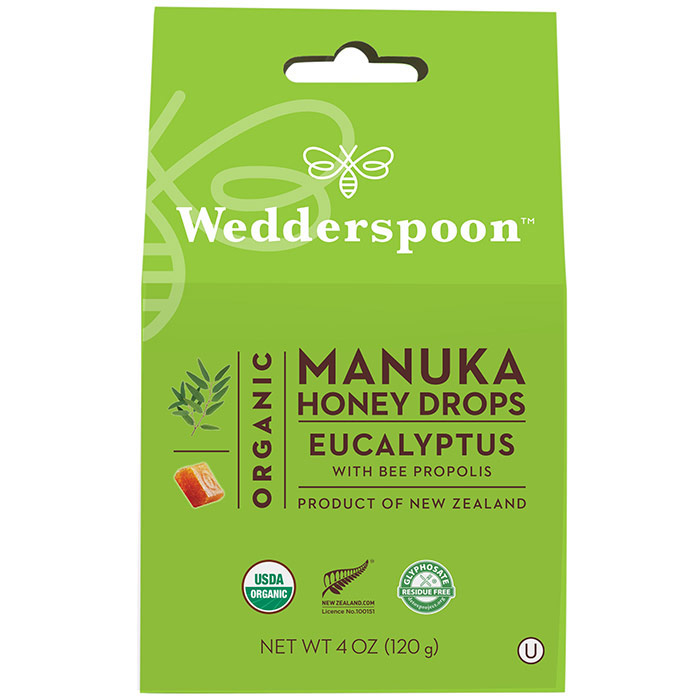 Organic Manuka Honey Drops - Eucalyptus, 4 oz (120 g), Wedderspoon