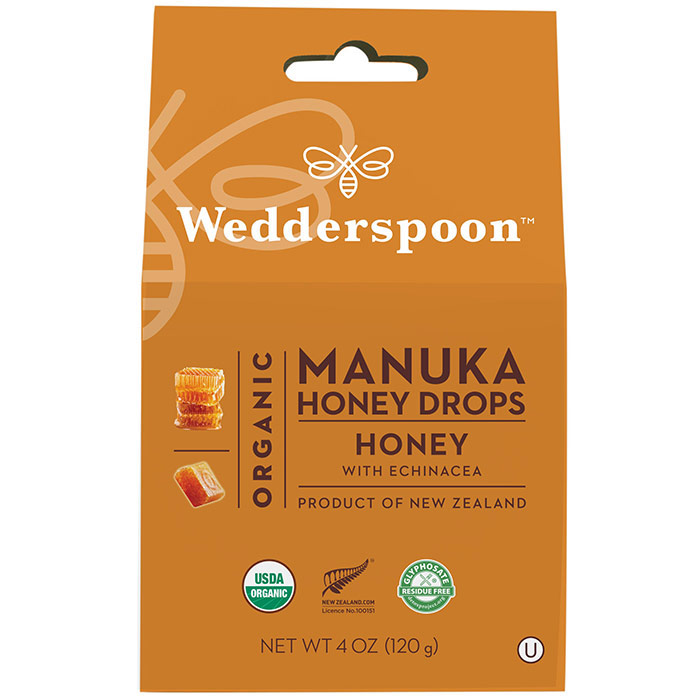 Organic Manuka Honey Drops - Honey, 4 oz (120 g), Wedderspoon