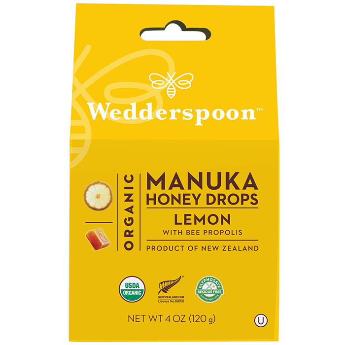 Organic Manuka Honey Drops - Lemon, 4 oz (120 g), Wedderspoon