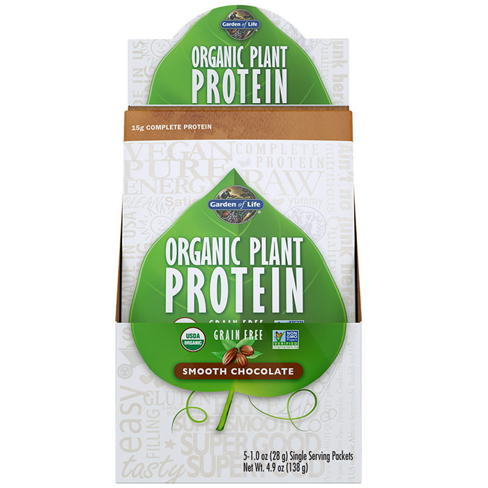 Garden of Life Organic Plant Protein Packet - Smooth Chocolate, 5 Packs, Garden of Life