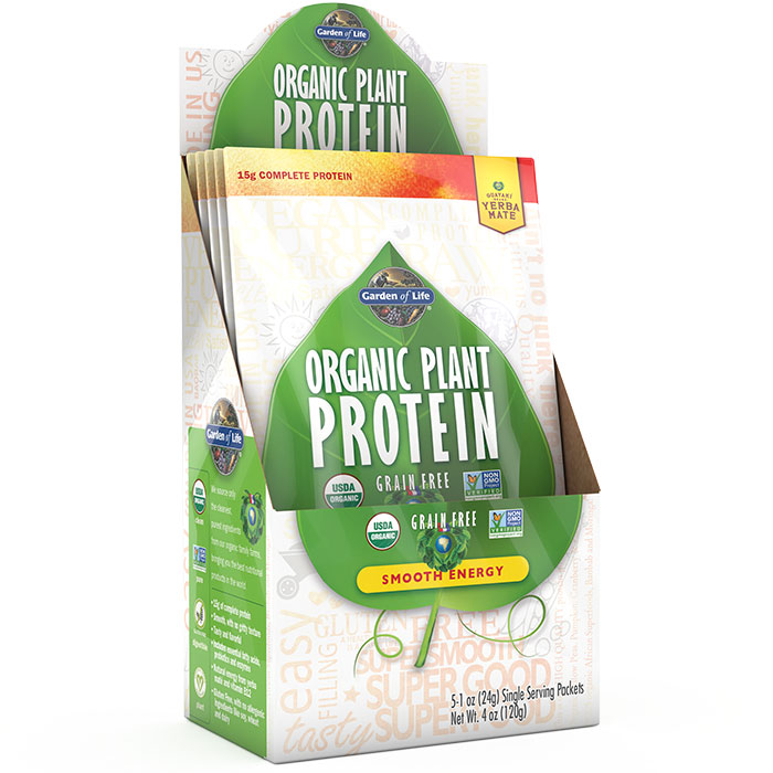 Garden of Life Organic Plant Protein Packet - Smooth Energy, 5 Packs, Garden of Life