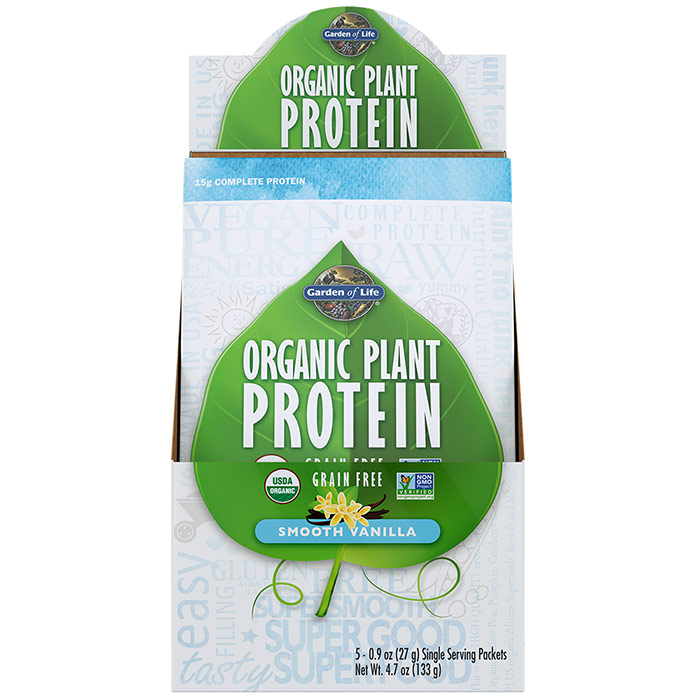 Garden of Life Organic Plant Protein Packet - Smooth Vanilla, 5 Packs, Garden of Life