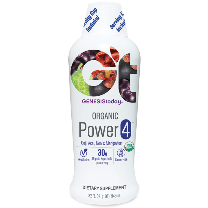 Genesis Today Power4, Organic Superfruit Juice Blend, 32 oz, Genesis Today