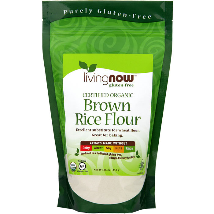 NOW Foods Organic Rice Flour Brown, 1 lb, NOW Foods