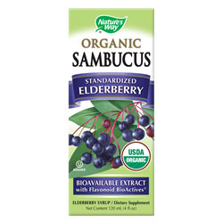 Nature's Way Organic Sambucus Syrup, Bio-Certified Elderberry, 4 oz, Nature's Way