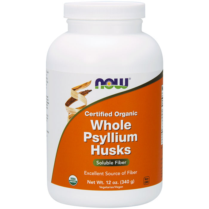 NOW Foods Organic Whole Psyllium Husks, 12 oz, NOW Foods