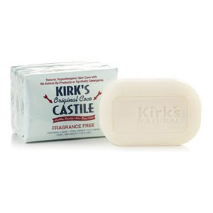 Kirk's Natural Original Coco Castile Bar Soap, Fragrance Free, Value Pack, 4 oz x 3 Bars, Kirk's Natural