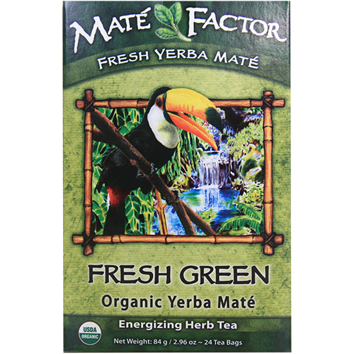 Mate Factor Fresh Green Organic Yerba Mate, Energizing Herb Tea, 24 Tea Bags, Mate Factor