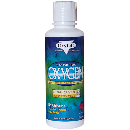 Oxylife Products Stabilized Oxygen with Colloidal Silver and Aloe Vera, Mountain Berry, 16 oz, Oxylife Products