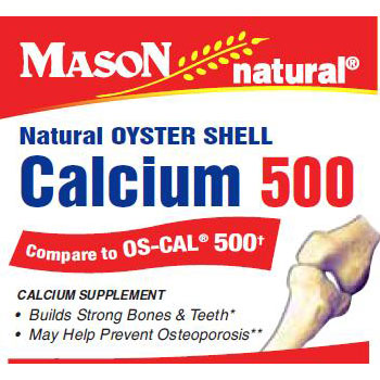 Mason Natural Oyster Shell Calcium 500 mg, 60 Tablets, Mason Natural